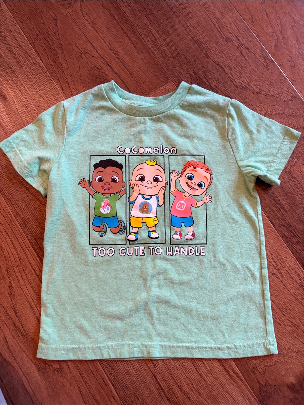 'Cocomelon Too Cute to Handle' Mint Green Kids T-Shirt